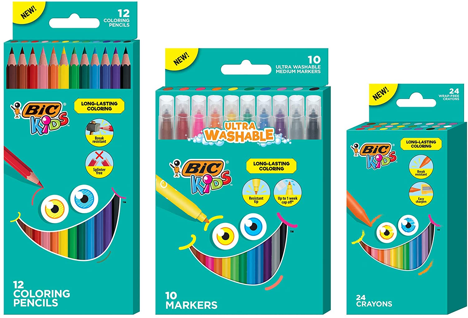 BIC Kids Ultra Washable Coloring Combo Pack (Includes Markers, Pencils